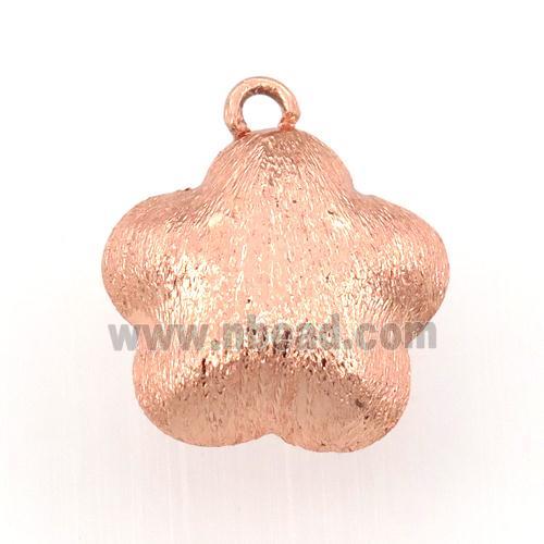 brushed copper flower pendant, rose gold