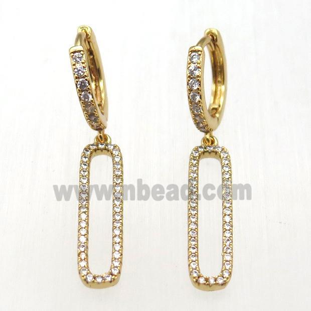 copper hoop earrings paved zircon, gold plated