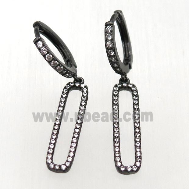 copper hoop earrings paved zircon, black plated