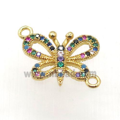 copper butterfly connector paved zircon, gold plated