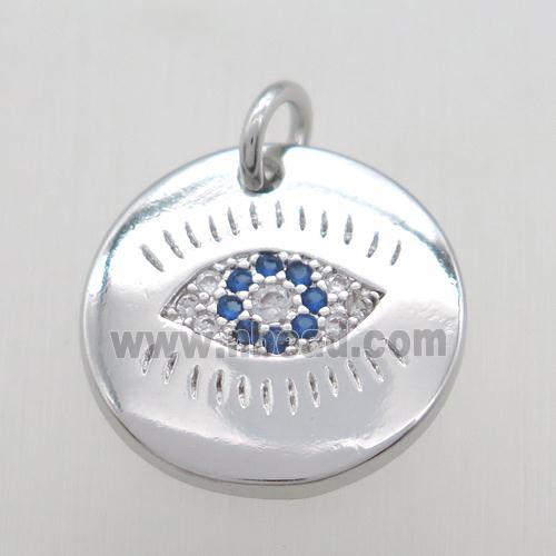 copper eye pendant paved zircon, platinum plated