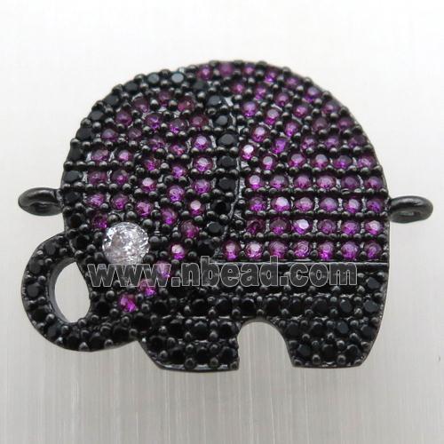 copper elephant connector paved zircon, black plated