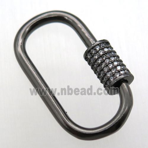 copper carabiner lock pendant paved zircon, black plated