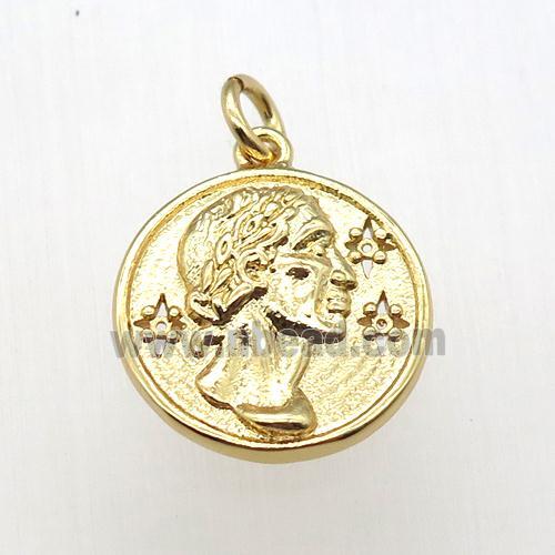 copper coin pendant, gold plated