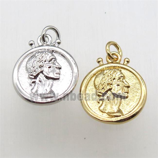 copper coin pendant, mixed color