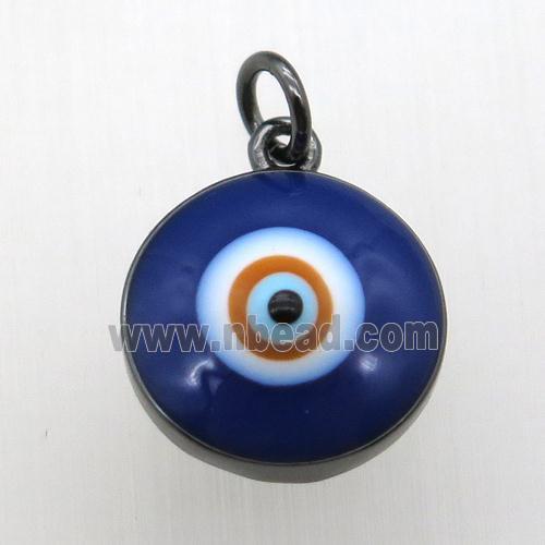copper evil eye pendant, black plated