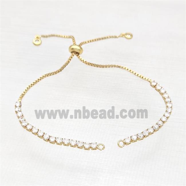 copper bracelet chain paved zircon, gold plated
