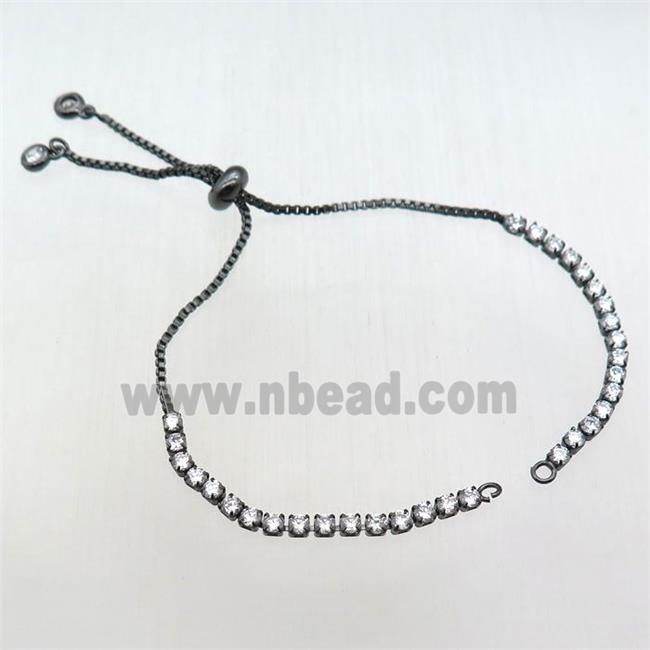 copper bracelet chain paved zircon, black plated