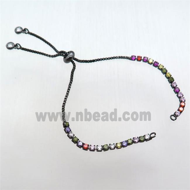 copper bracelet chain paved zircon, black plated