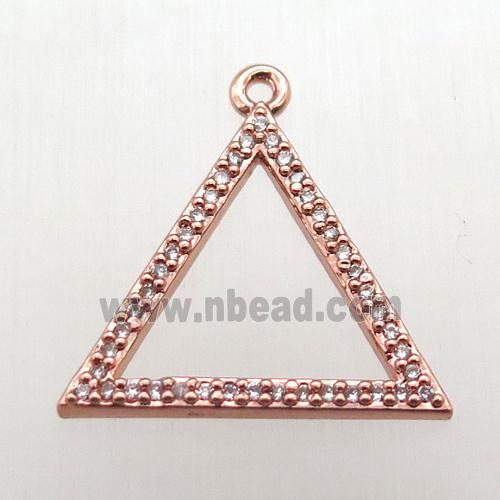 copper triangle pendant pave zircon, rose gold