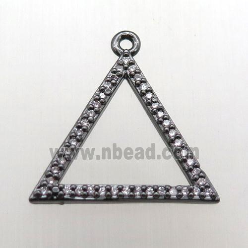 copper triangle pendant pave zircon, black plated