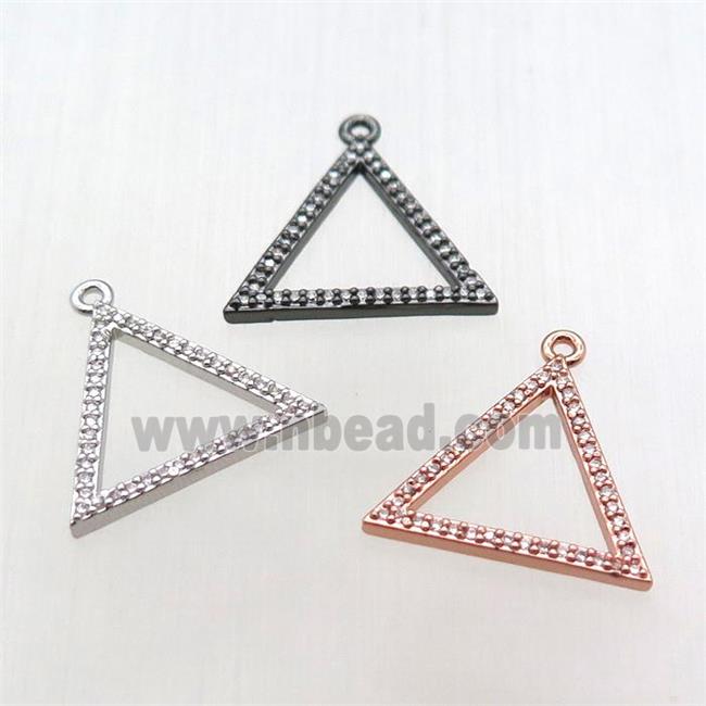 copper triangle pendant pave zircon, mixed color