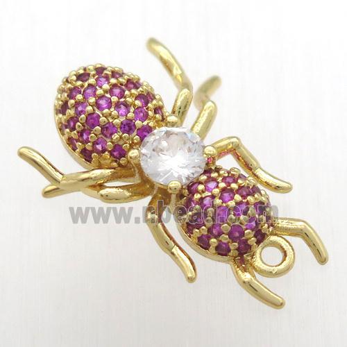 copper ant pendant pave hotpink zircon, gold plated