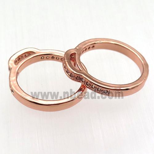 copper circle pendant pave zircon, rose gold
