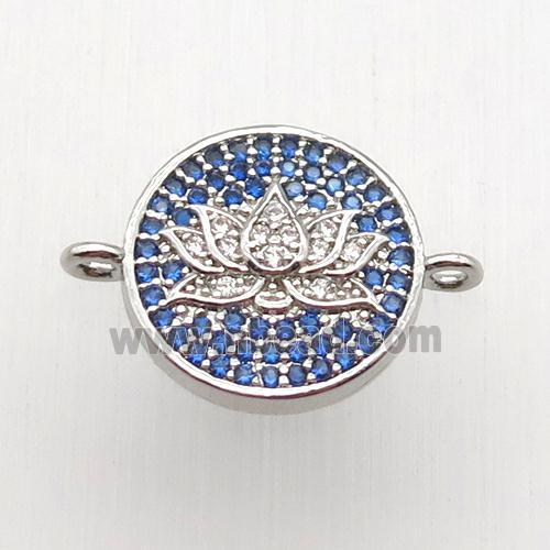 copper lotus connector paved zircon, platinum plated