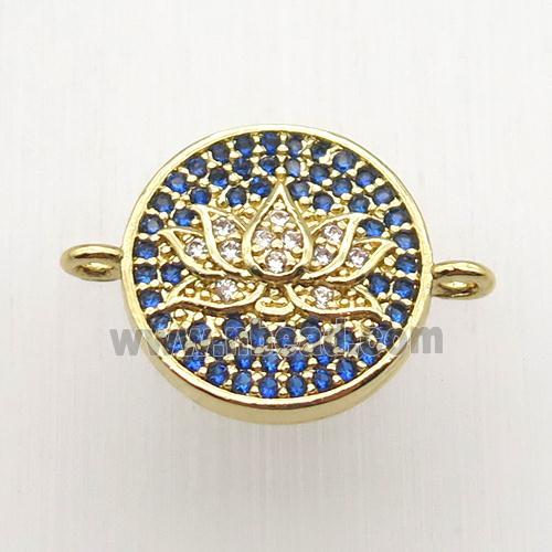copper lotus connector paved zircon, gold plated