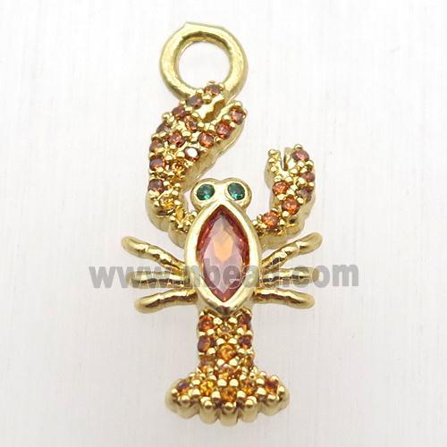 ccopper crab pendant paved zircon, zodiac, gold plated
