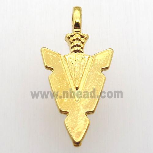 copper arrowhead pendant, gold plated