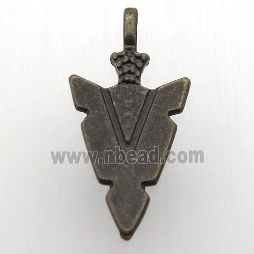copper arrowhead pendant, antique bronze