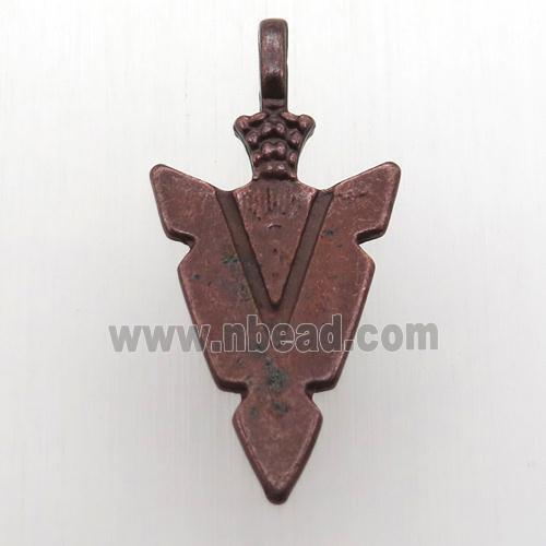copper arrowhead pendant, antique red