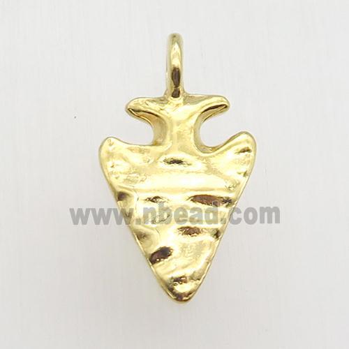 hammered copper arrowhead pendant, gold plated