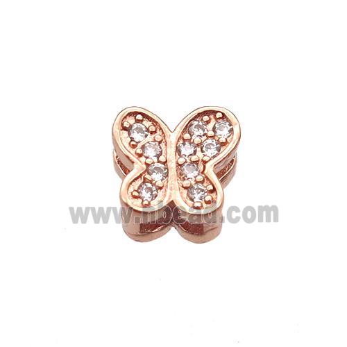 copper butterfly beads paved zircon, rose gold