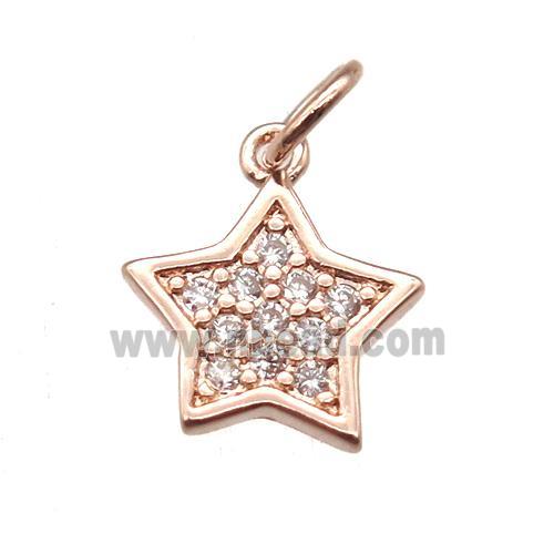 copper star pendant paved zircon, rose gold