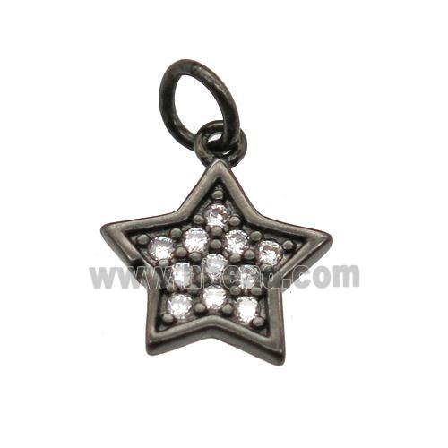 copper star pendant paved zircon, black plated