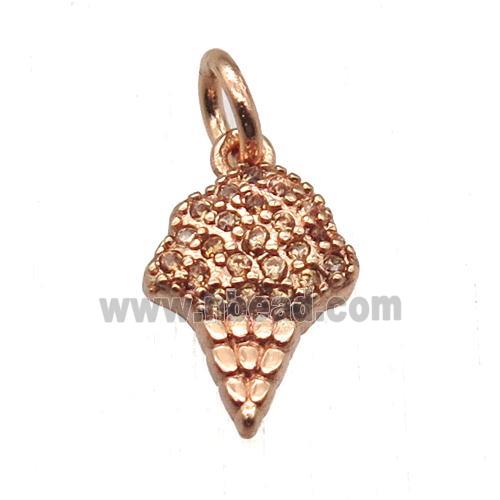 copper IceCream pendant paved zircon, rose gold