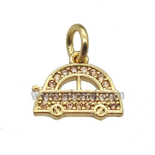 copper car pendant paved zircon, gold plated