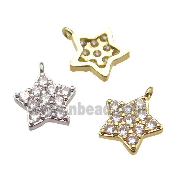 copper star pendant paved zircon, mixed color