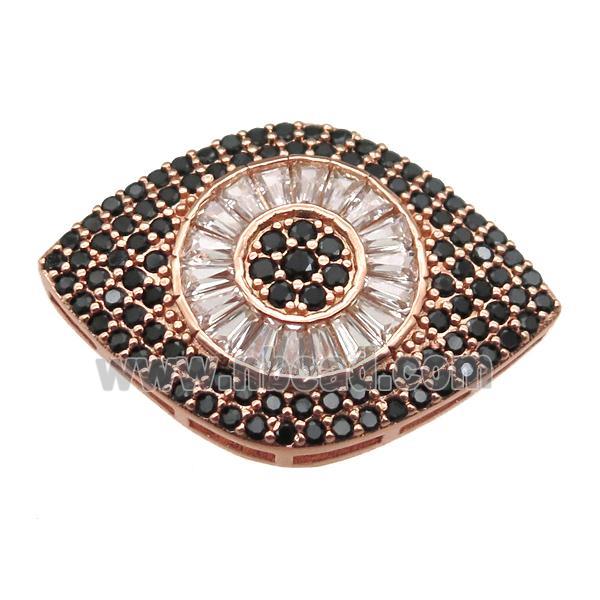 copper eye beads paved zircon, rose gold