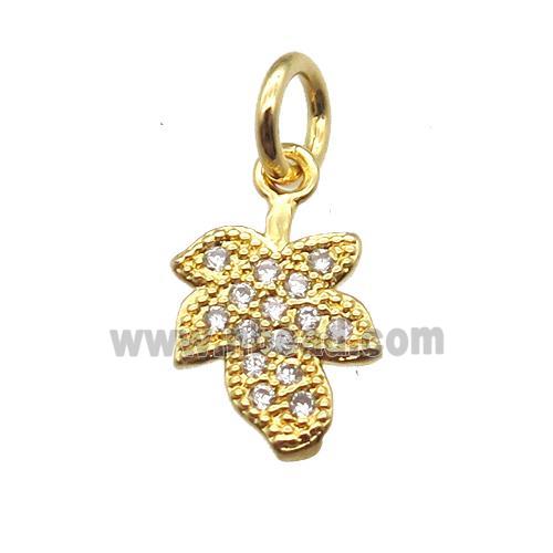 copper leaf pendant paved zircon, gold plated
