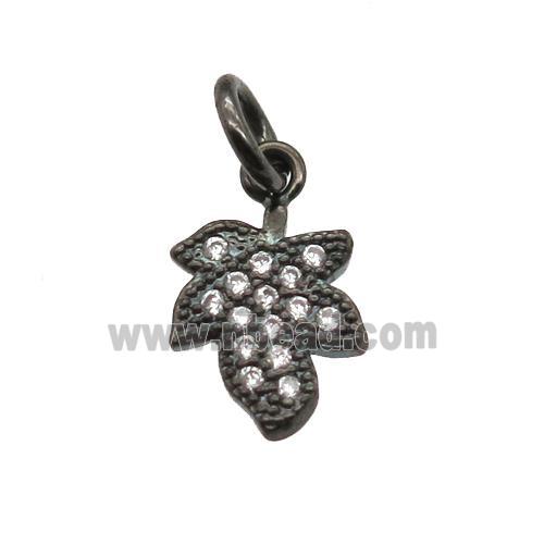 copper leaf pendant paved zircon, black plated