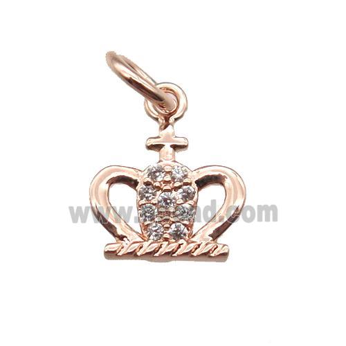 copper crown pendant paved zircon, rose gold