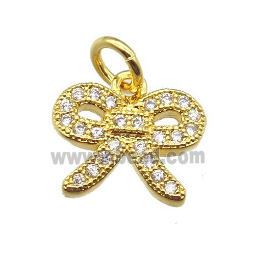 copper knot pendant paved zircon, gold plated