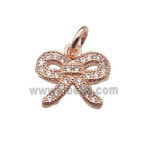 copper knot pendant paved zircon, rose gold