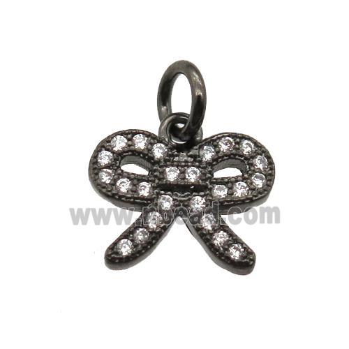 copper knot pendant paved zircon, black plated