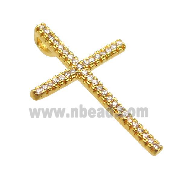 copper cross pendant paved zircon, gold plated