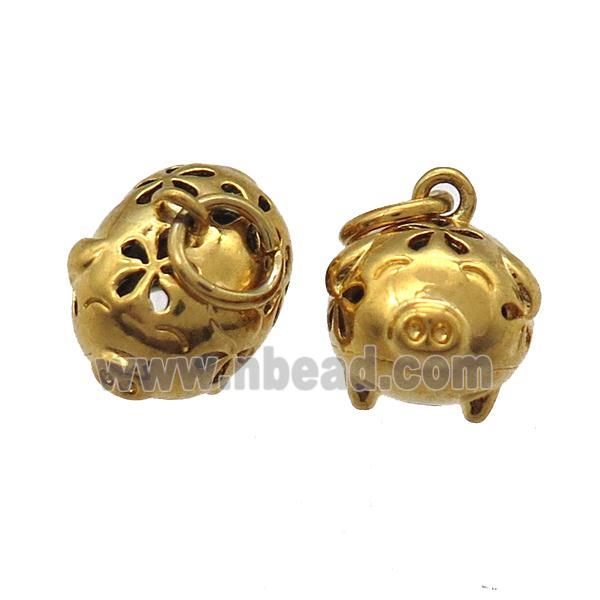 copper pig pendants, gold plated
