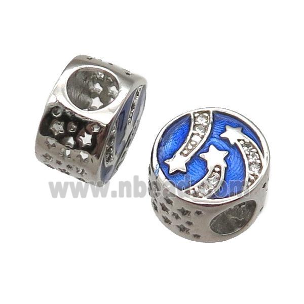 European Style copper beads, Enameling, platinum plated