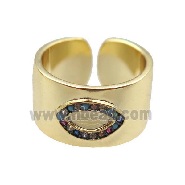 copper ring paved zircon, gold plated