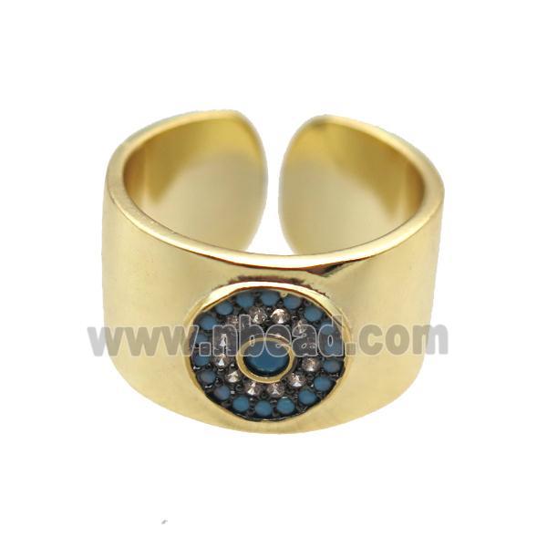 copper ring paved zircon, gold plated