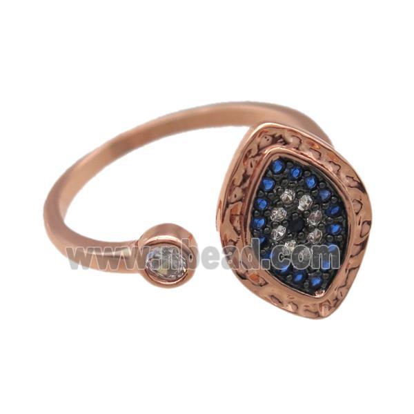 copper ring paved zircon, eye, rose gold