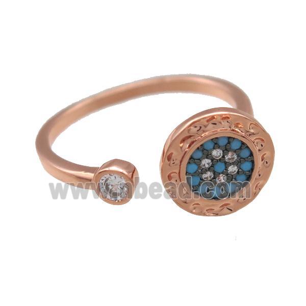 copper ring paved zircon, rose gold
