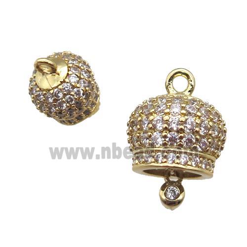 copper bellcaps pendant paved zircon, gold plated