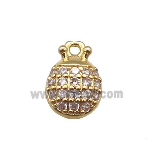 copper beetle pendant paved zircon, gold plated