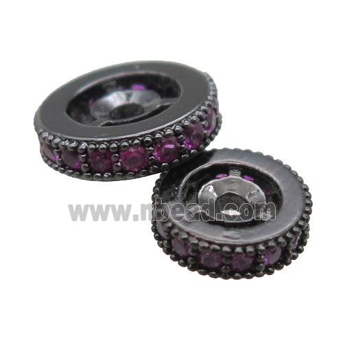 copper spacer beads paved zircon, heishi, black plated