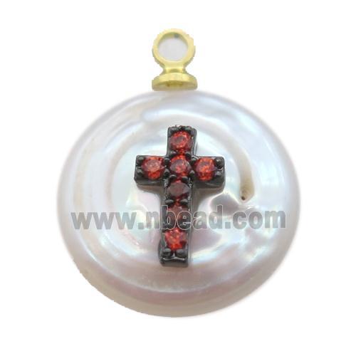 natural pearl pendant paved zircon