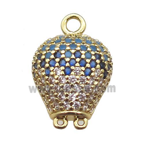 copper balloon pendant paved zircon, gold plated